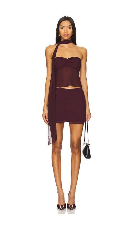 view 5 of 6 Mariah Mini Skirt in Wine Red