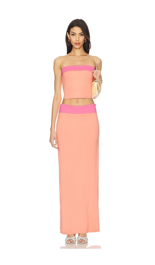 view 5 of 6 Tulip Maxi Skirt in Coral & Pink