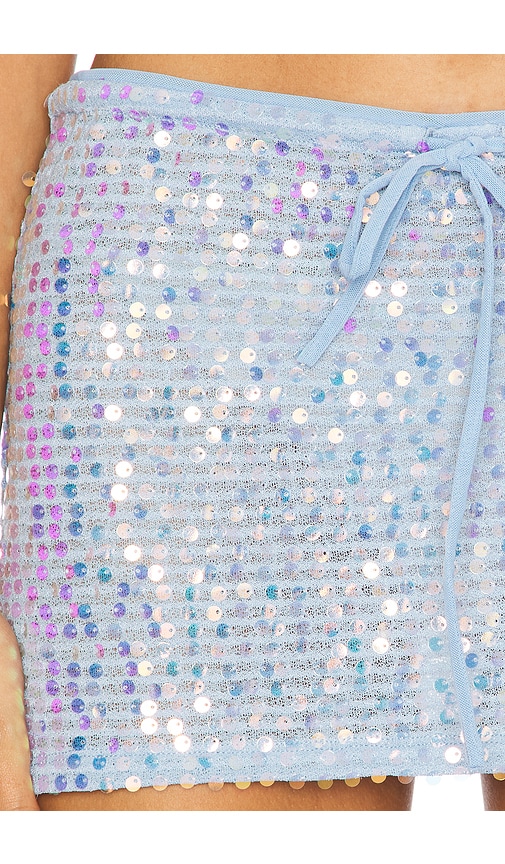 view 6 of 6 Erin Sequin Mini Skirt in Light Blue Sequin