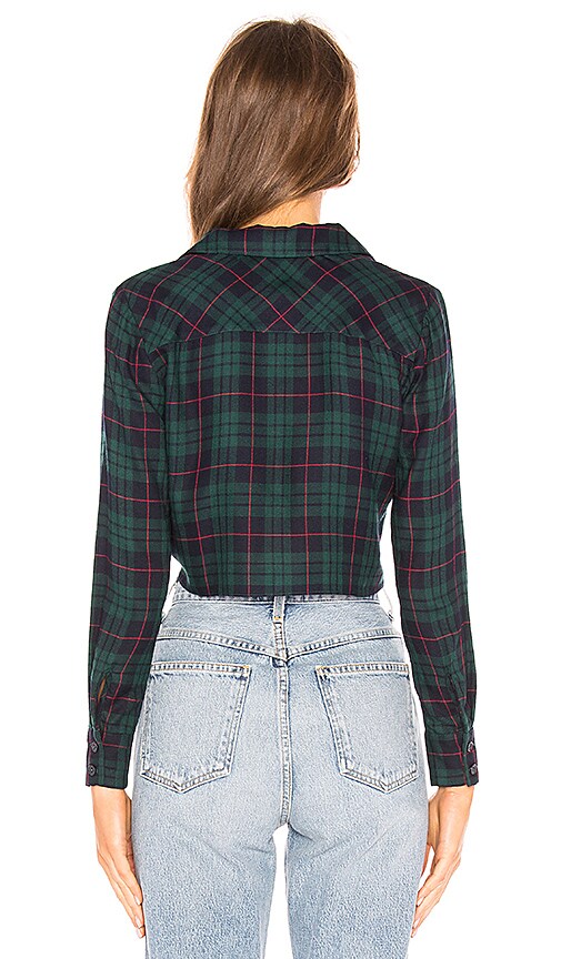 view 3 of 4 Jorja Button Down Shirt in Green Plaid