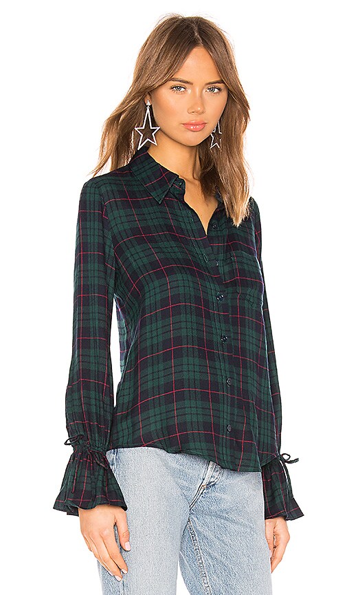 view 2 of 4 Julee Button Down Shirt in Green Plaid