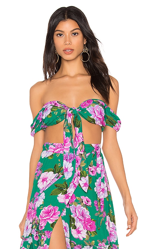 view 1 of 4 Fly Free Crop in Kelly Green Floral