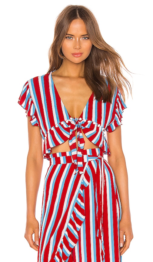 view 1 of 4 Waves For Days Crop Top in Americana Stripe