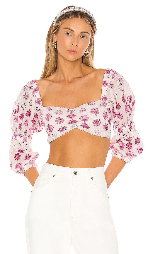 view 1 of 5 Hugh Top in White & Pink