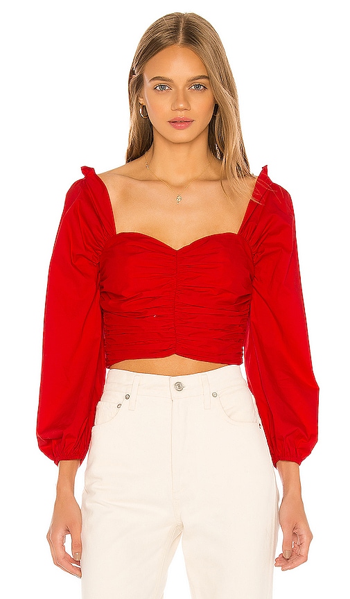 view 1 of 4 Octavia Crop Top in Red