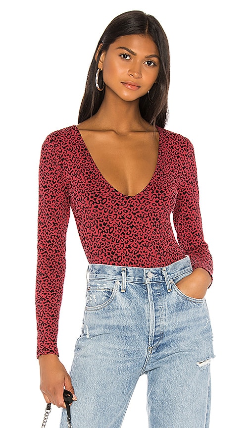 view 1 of 5 Saylor Bodysuit in Red Leopard