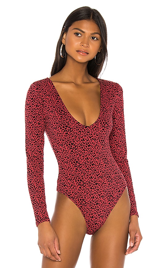 view 2 of 5 Saylor Bodysuit in Red Leopard