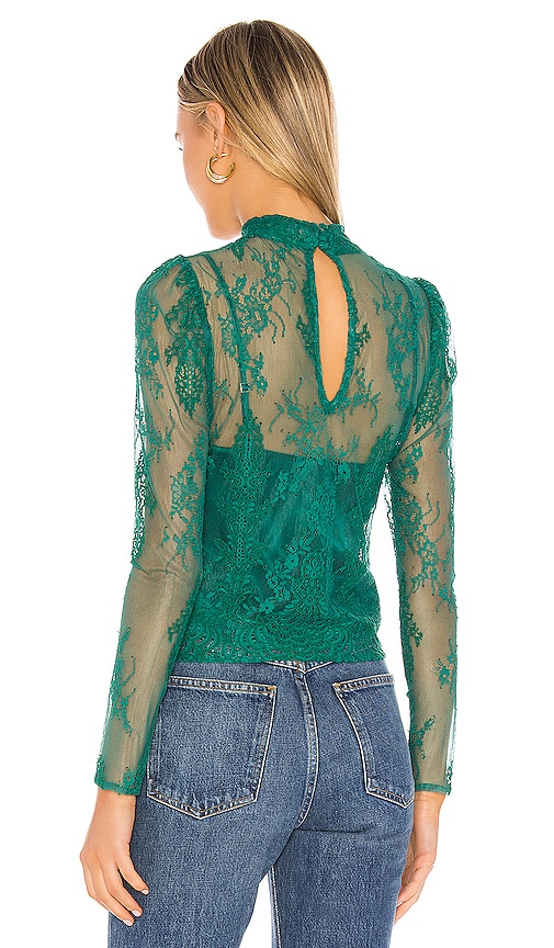 view 3 of 4 Minka Lace Top in Emerald Green