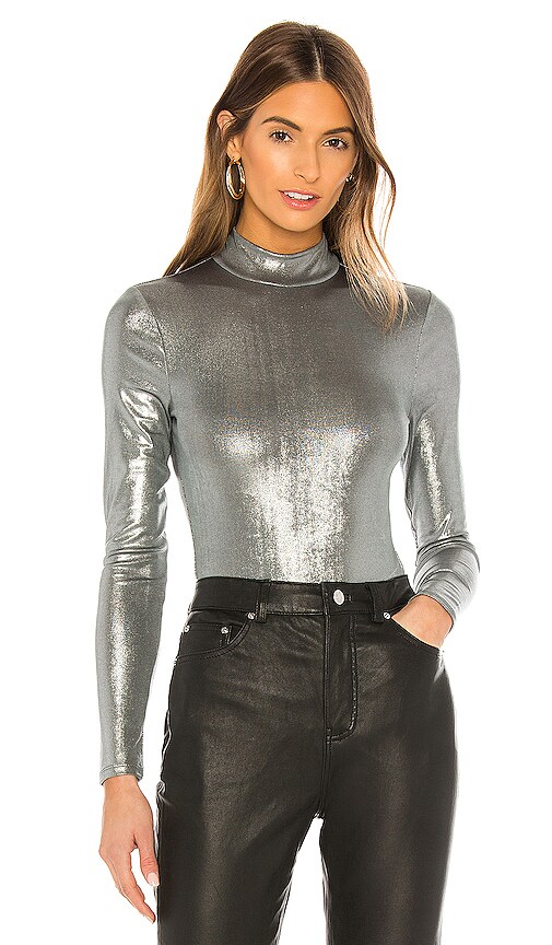 view 1 of 6 Sharona Bodysuit in Silver Metallic