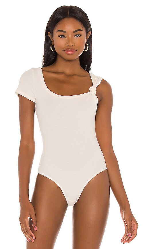 view 2 of 6 Asymmetrical Knot Bodysuit in Ivory