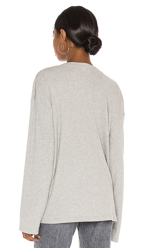 view 3 of 5 Deep V Neck Top in Heather Grey
