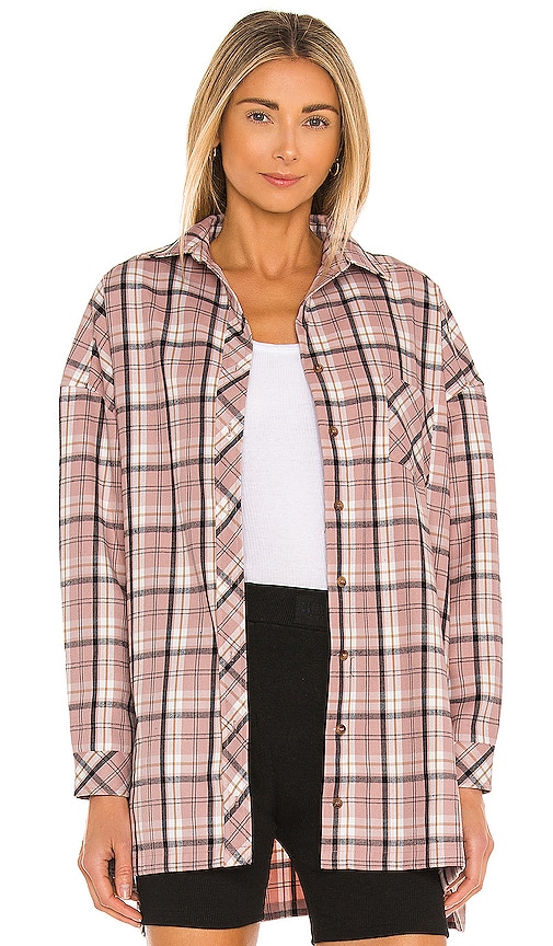 view 1 of 5 Gela Oversized Top in Pink Plaid