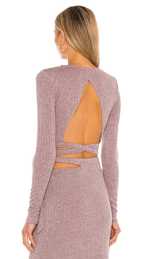 view 3 of 4 Cailey Wrap Top in Heather Mauve
