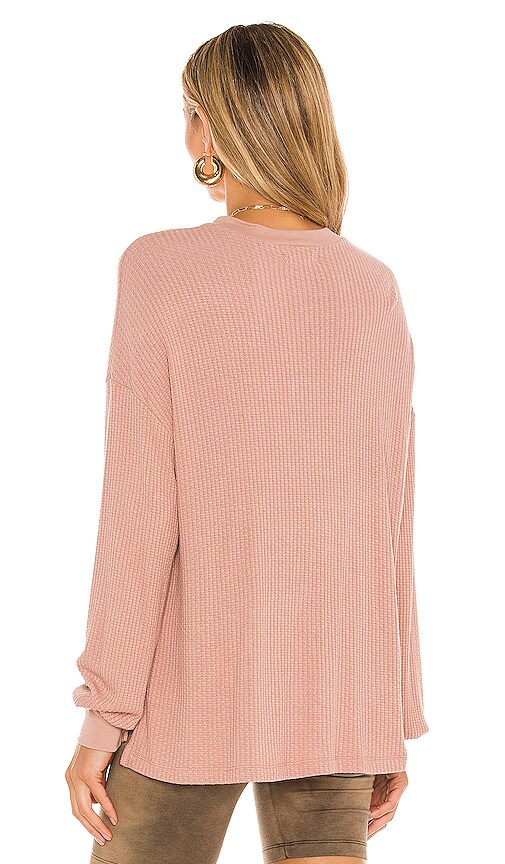 view 3 of 5 Waffle Oversized Henley in Terracotta