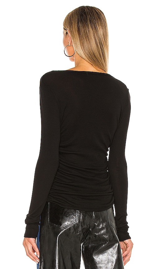 view 3 of 4 Long Sleeve Shirred Top in Black