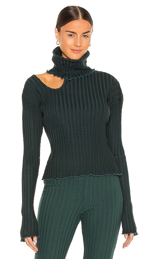 view 1 of 4 Cut Out Turtleneck in Emerald Green