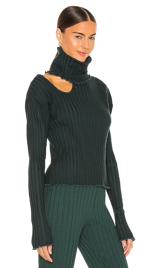 view 2 of 4 Cut Out Turtleneck in Emerald Green