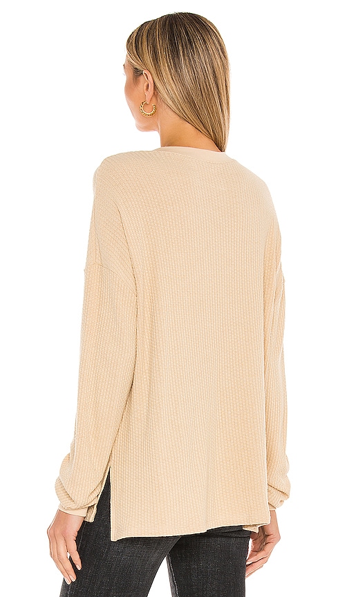 view 3 of 5 Waffle Oversized Henley in Cream