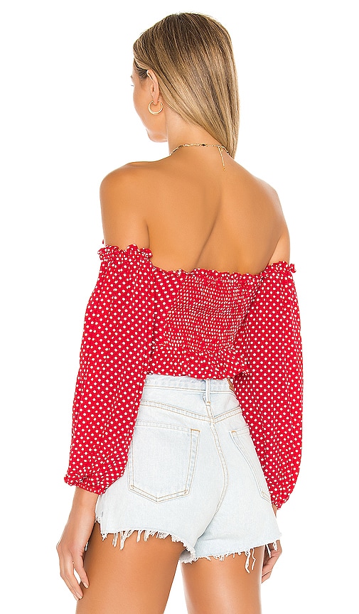 view 3 of 4 Arianna Top in Red & White Dot