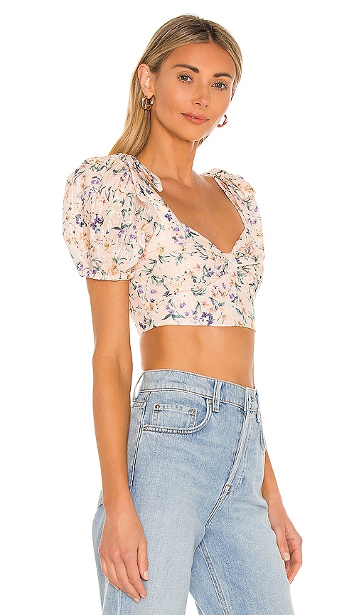 view 2 of 5 Jill Cropped Top in Peach Ditsy Floral
