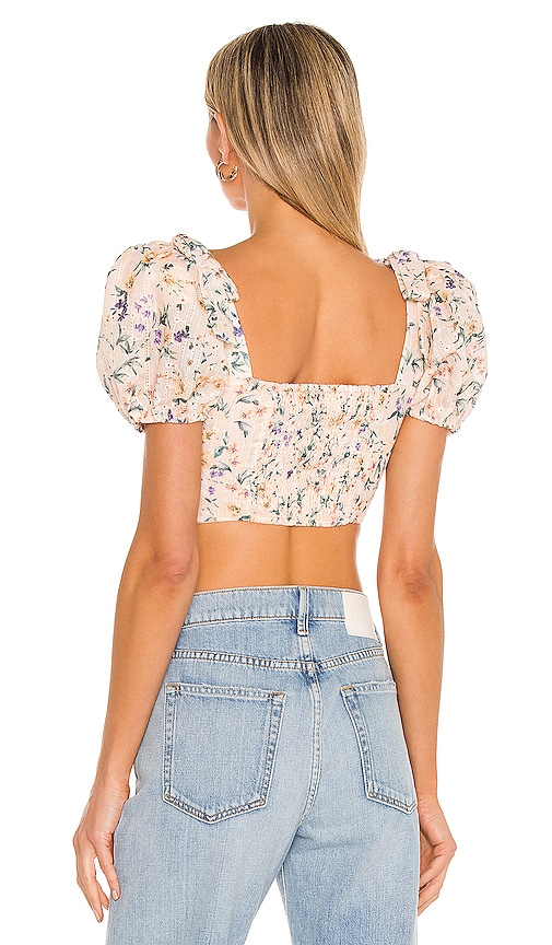 view 3 of 5 Jill Cropped Top in Peach Ditsy Floral