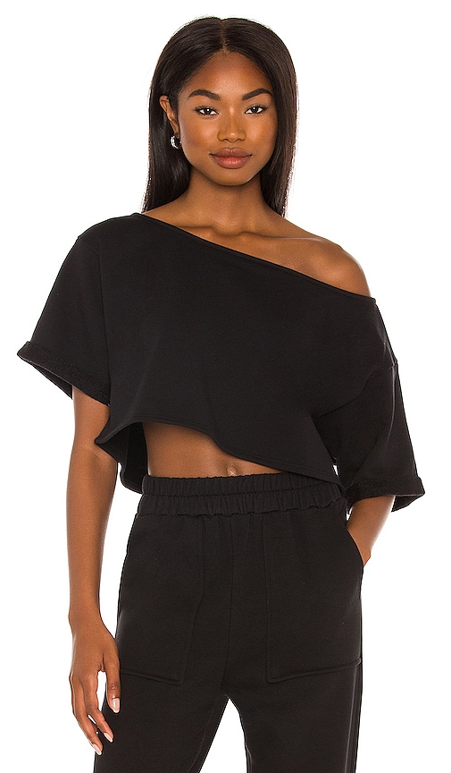 view 1 of 4 Cropped Off Shoulder Top in Black