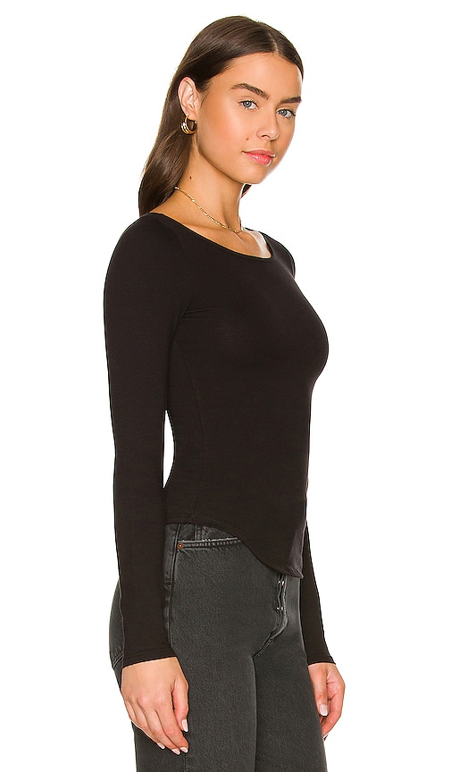 view 2 of 4 Fitted Long Sleeve Top in Black