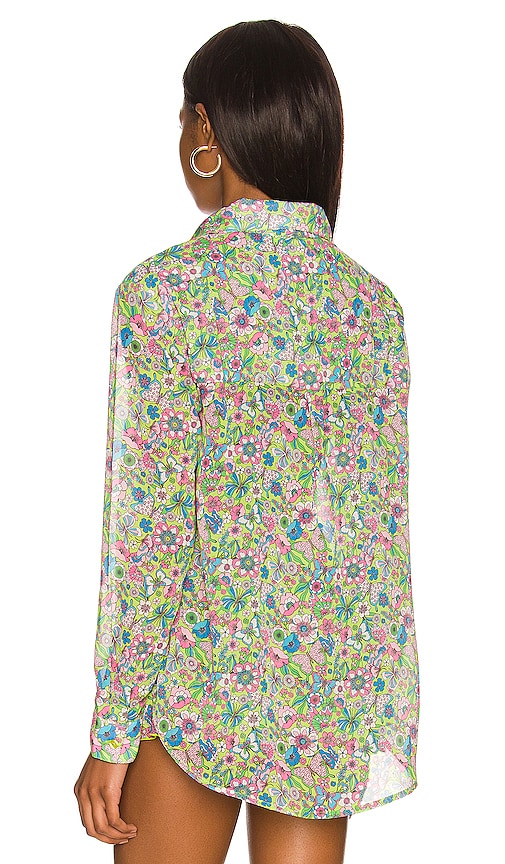 view 4 of 5 Groovy Delight Shirt in Lime Hippy Floral