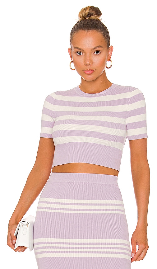 view 2 of 4 Serafina Backless Top in Purple & White