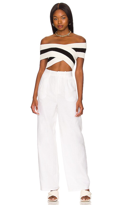 view 4 of 4 Ansley Crop Top in White & Black