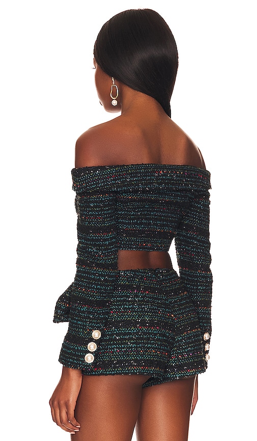 view 3 of 5 Alexandria Cropped Top in Black & Blue Multi