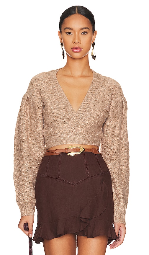 view 1 of 4 Sanida Wrap Knit Top in Tan