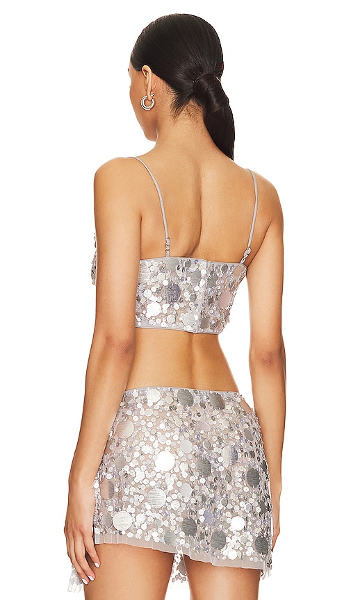 view 3 of 5 Quinn Embellished Crop Top in Silver
