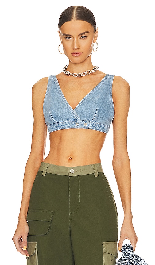 Lovers & Friends Shae Denim Bralette Top In Canyon