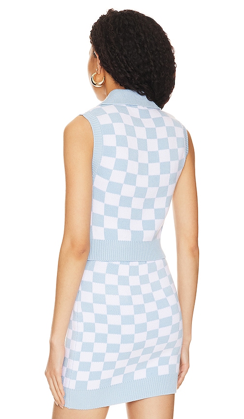 view 3 of 4 Eliada Checkered Top in Blue & White