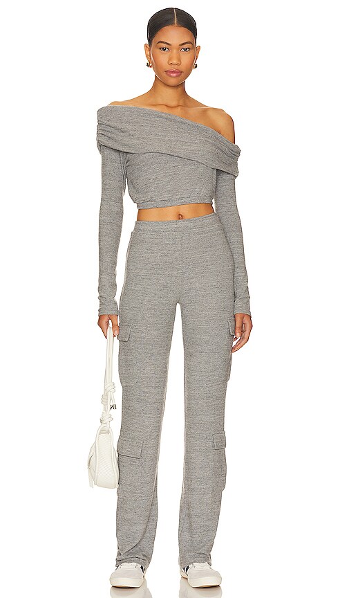 view 4 of 4 Bari Off The Shoulder Top in Heather Grey