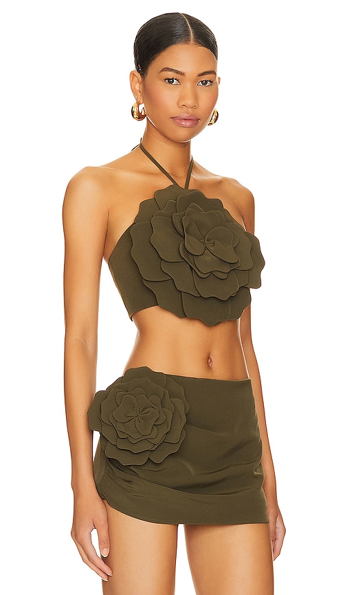 view 2 of 4 Zora Crop Top in Olive Green