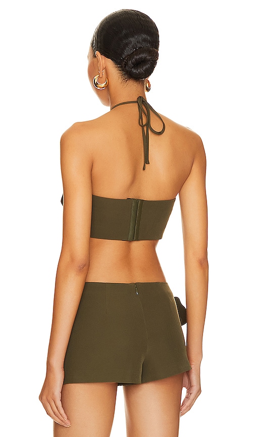 view 3 of 4 Zora Crop Top in Olive Green