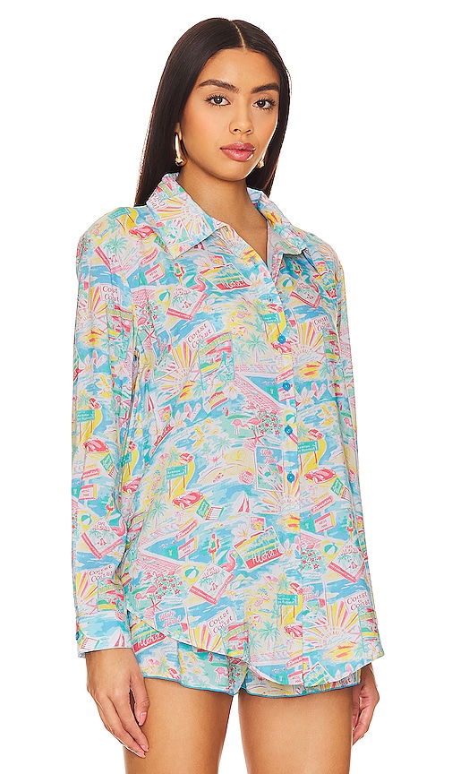 view 2 of 4 Groovy Delight Shirt in Multi Blue Vacay