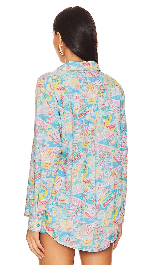 view 3 of 4 Groovy Delight Shirt in Multi Blue Vacay