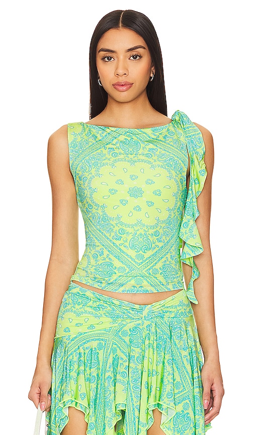 Lovers and Friends Juna Top in Green Bandana