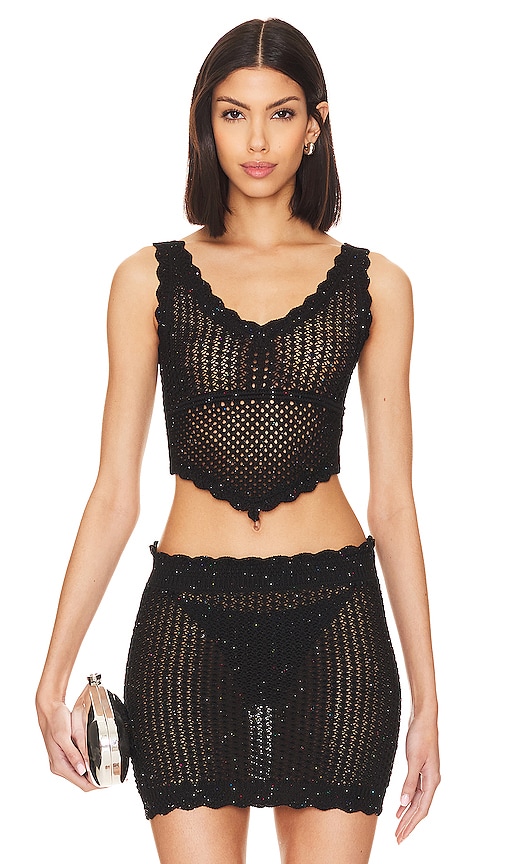 view 1 of 5 Renata Knit Shimmer Top in Black