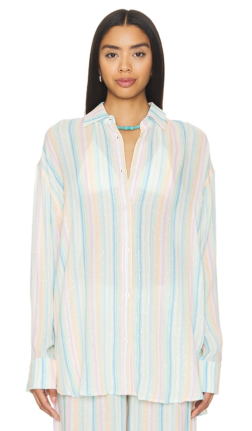 view 2 of 6 Catalina Button Down Shirt in Rainbow Stripe Multi