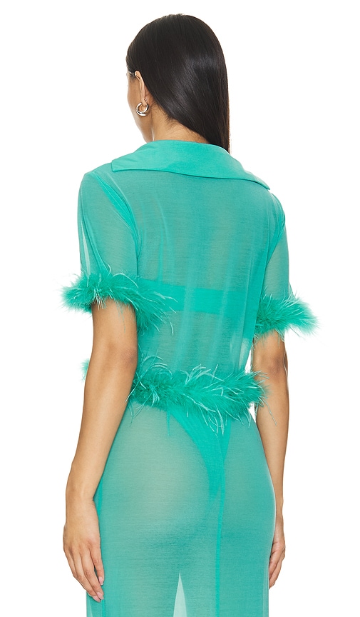 view 3 of 4 Aziza Sheer Top in Jewel Green