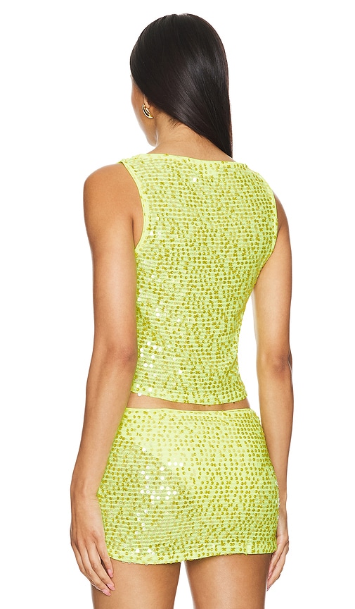 view 3 of 5 Erin Sequin Top in Lime Green Sequin