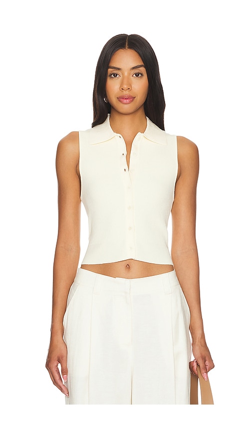 view 1 of 4 Esti Sleeveless Polo Vest Top in Cream