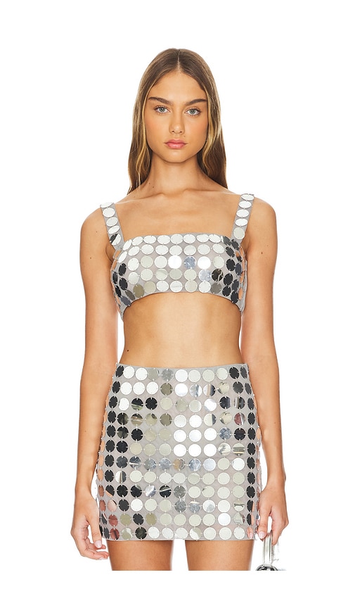 view 1 of 5 Gilles Sequin Crop Top in Disco Silver