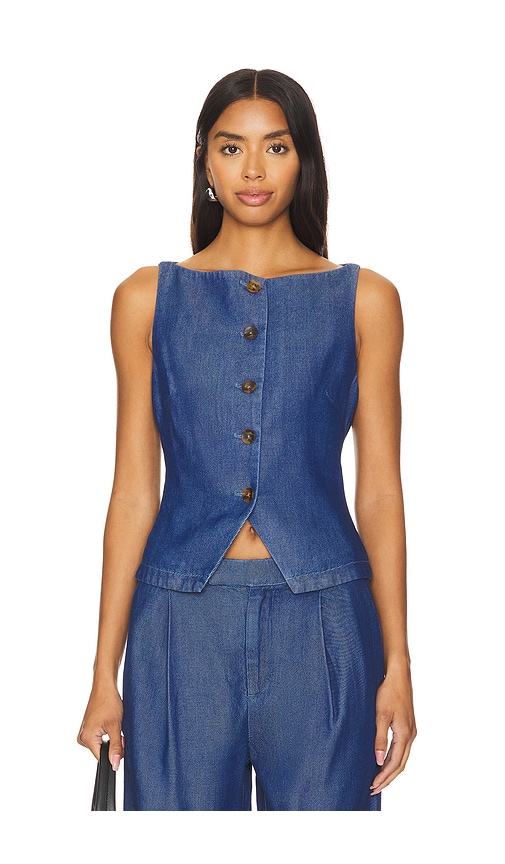 view 1 of 4 Agathe Vest Top in Blue Denim