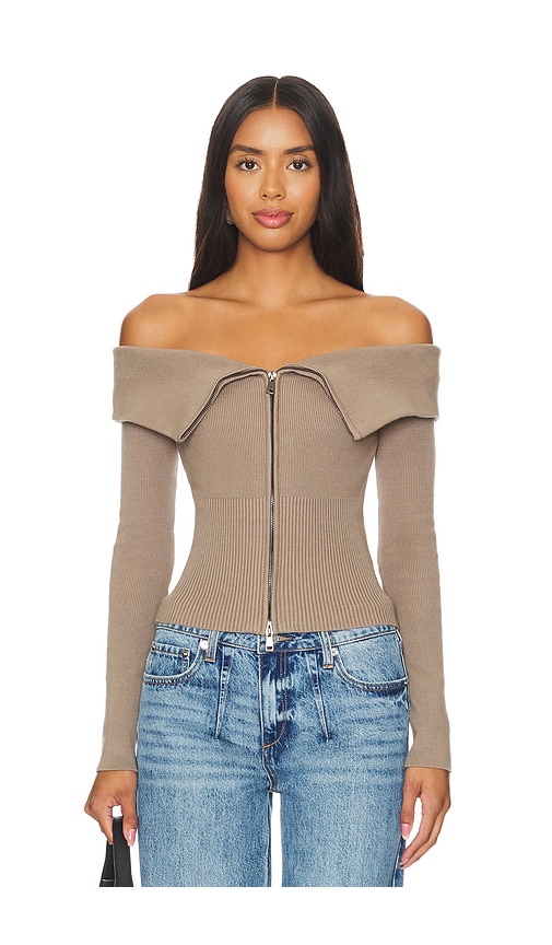 Shop Lovers & Friends Giugno Zip Cardigan In Taupe