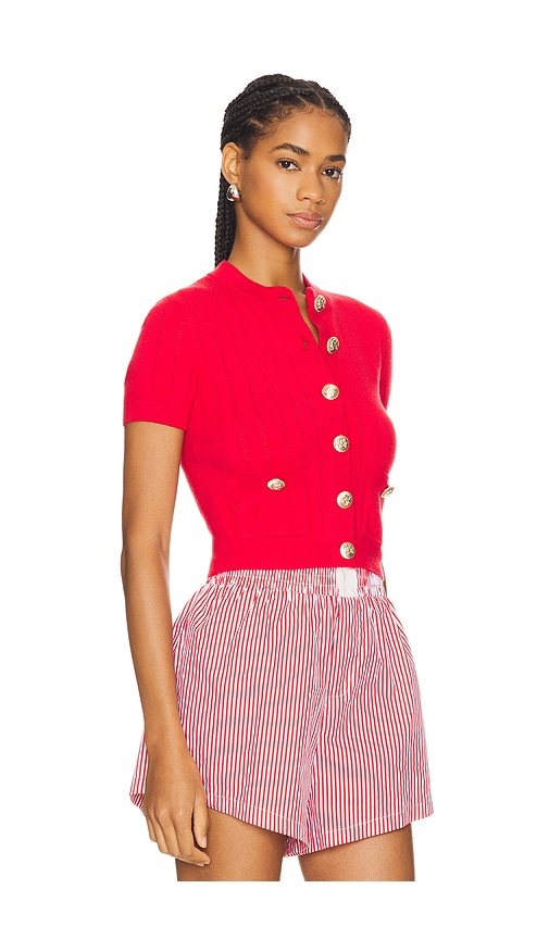 view 2 of 5 Romie Short Sleeve Cardigan in Red